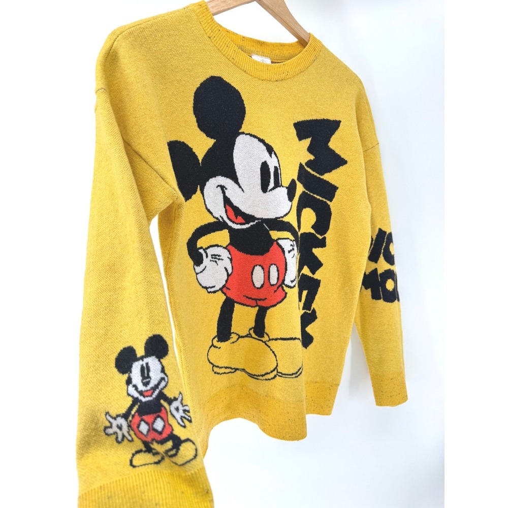 Disney Parks Mickey Mouse Pullover Knit Sweater Women's Small Yellow